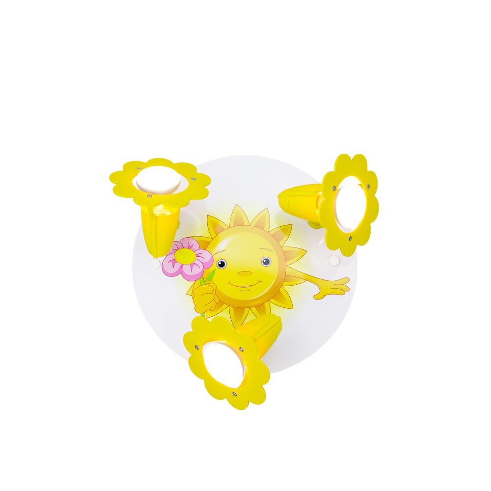 Plafonnier rond Elobra SONNE MIT BLUME Jaune, 3 lumières main product photo