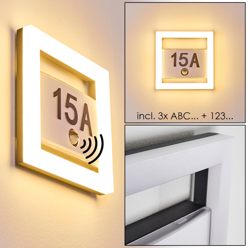 Numéro d'adresse éclairé Louisville LED Gris, 1 lumière, Détecteur de mouvement main product photo