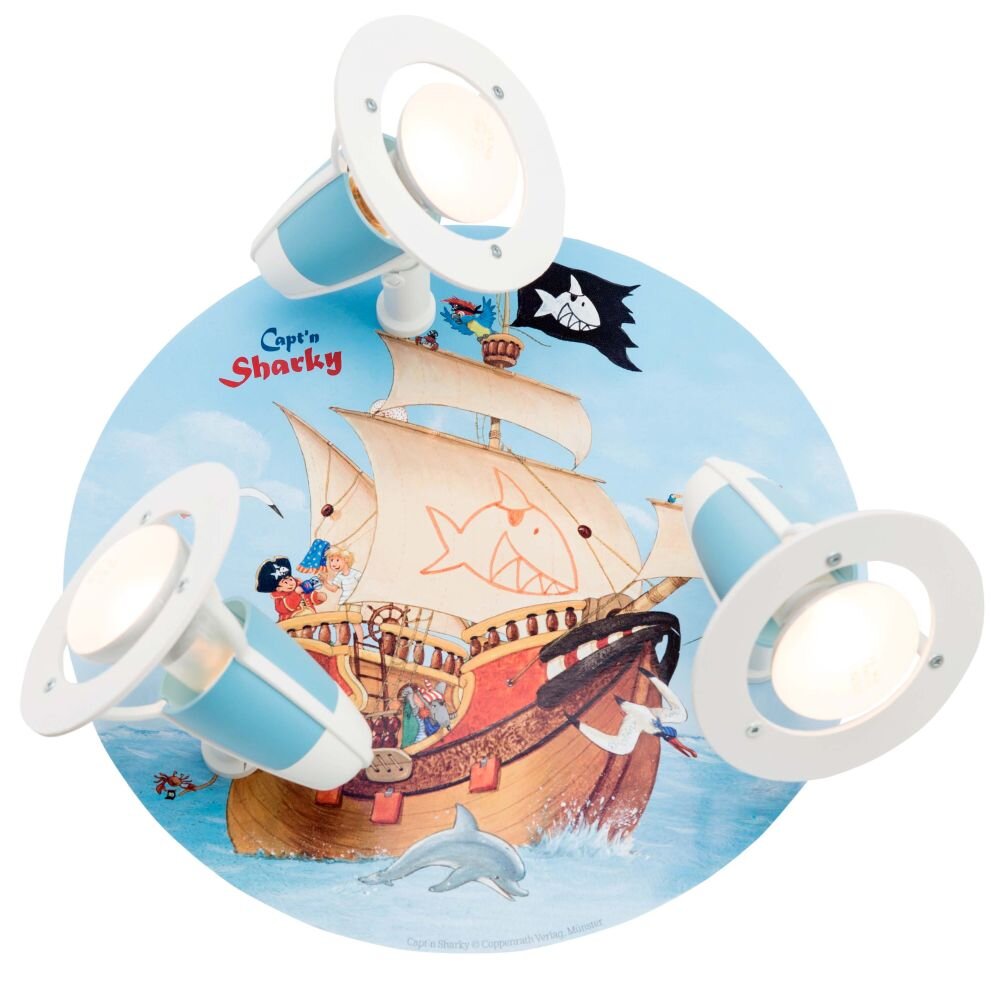 Plafonnier rond Elobra SEE Bleu, 3 lumières main product photo
