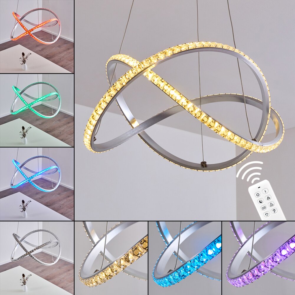 Suspension Saginaw LED Nickel mat, 1 lumière, Télécommandes, Changeur de couleurs main product photo