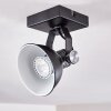 Plafonnier Gudo Noir, Argenté, 1 lumière