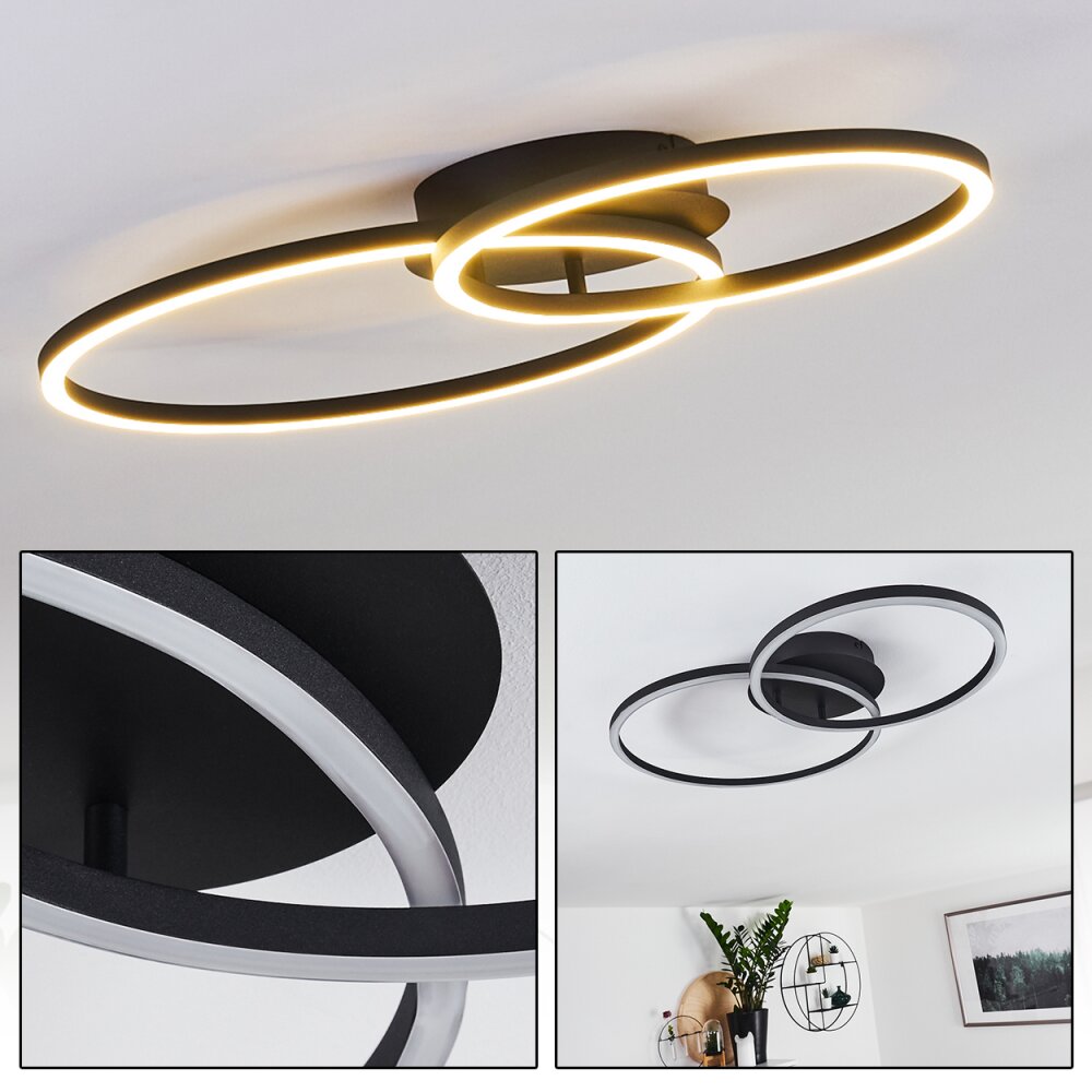 Plafonnier Korca LED Noir, 2 lumières main product photo