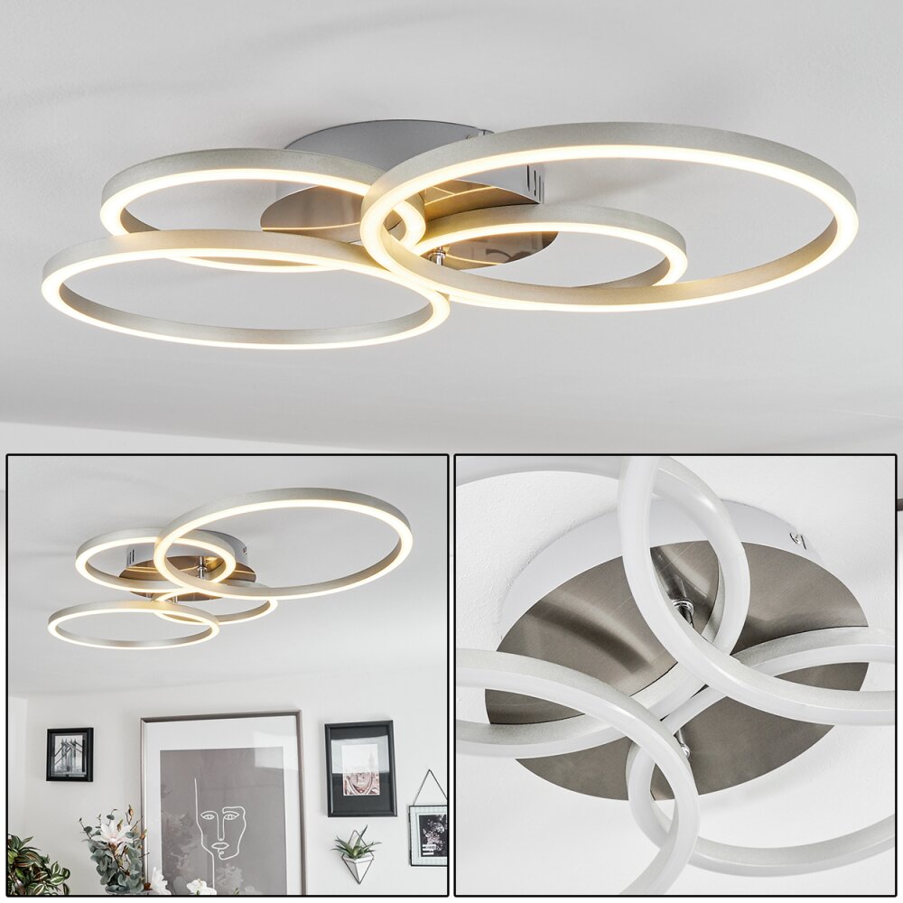 Plafonnier Malanje LED Nickel mat, 4 lumières main product photo