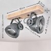 Plafonnier Herford Gris, Bois clair, 2 lumières