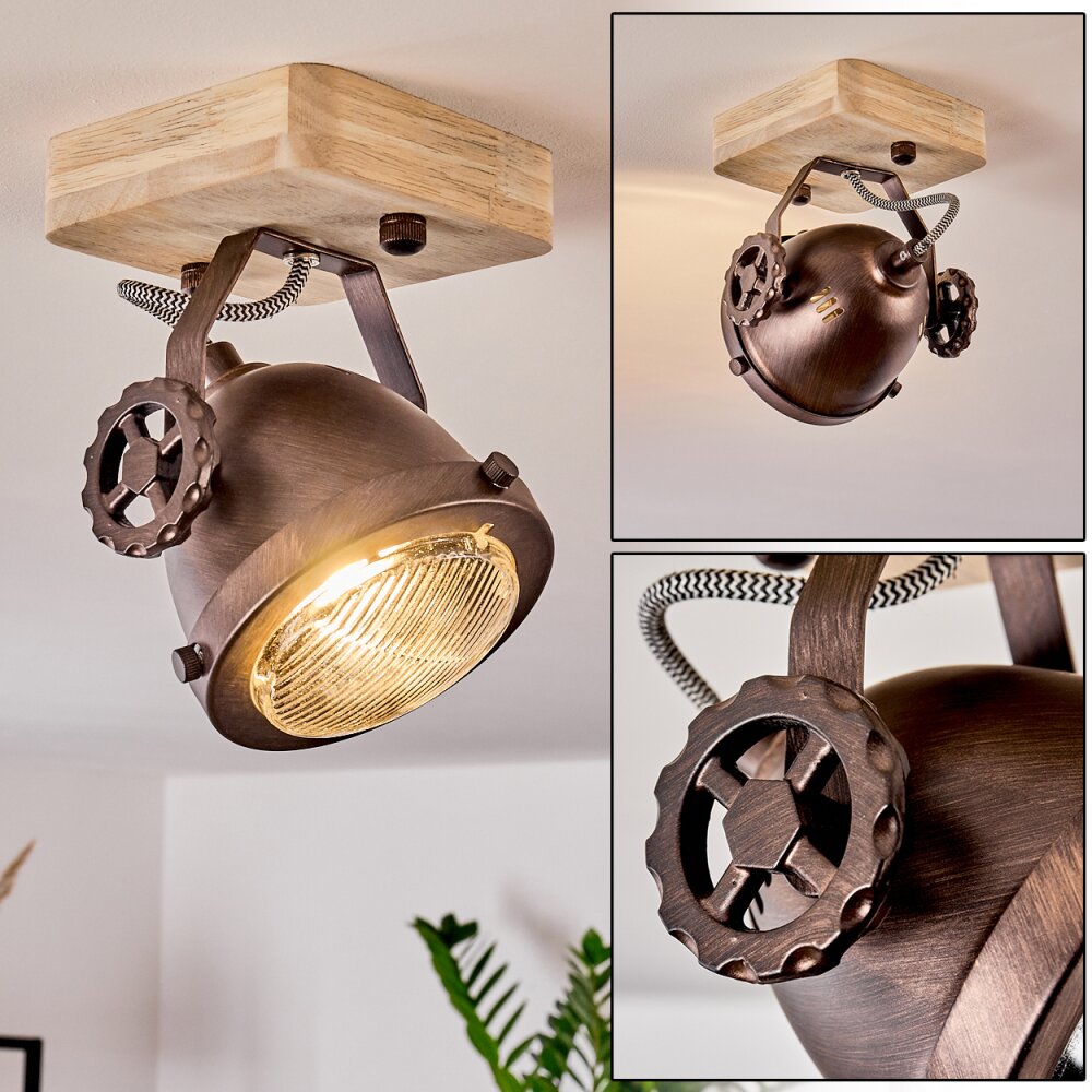 Plafonnier Herford Bois clair, Cuivre, 1 lumière main product photo