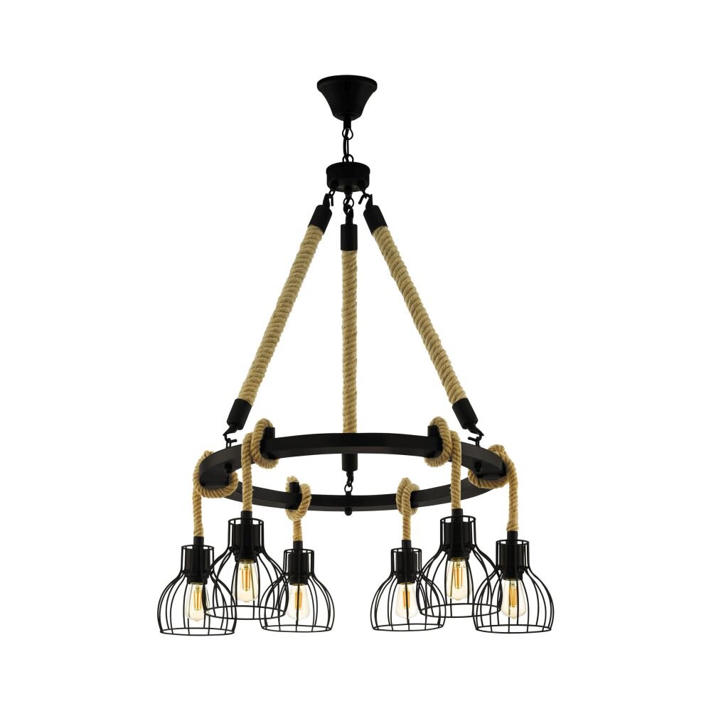 Suspension EGLO RAMPSIDE Brun, Noir, 6 lumières main product photo