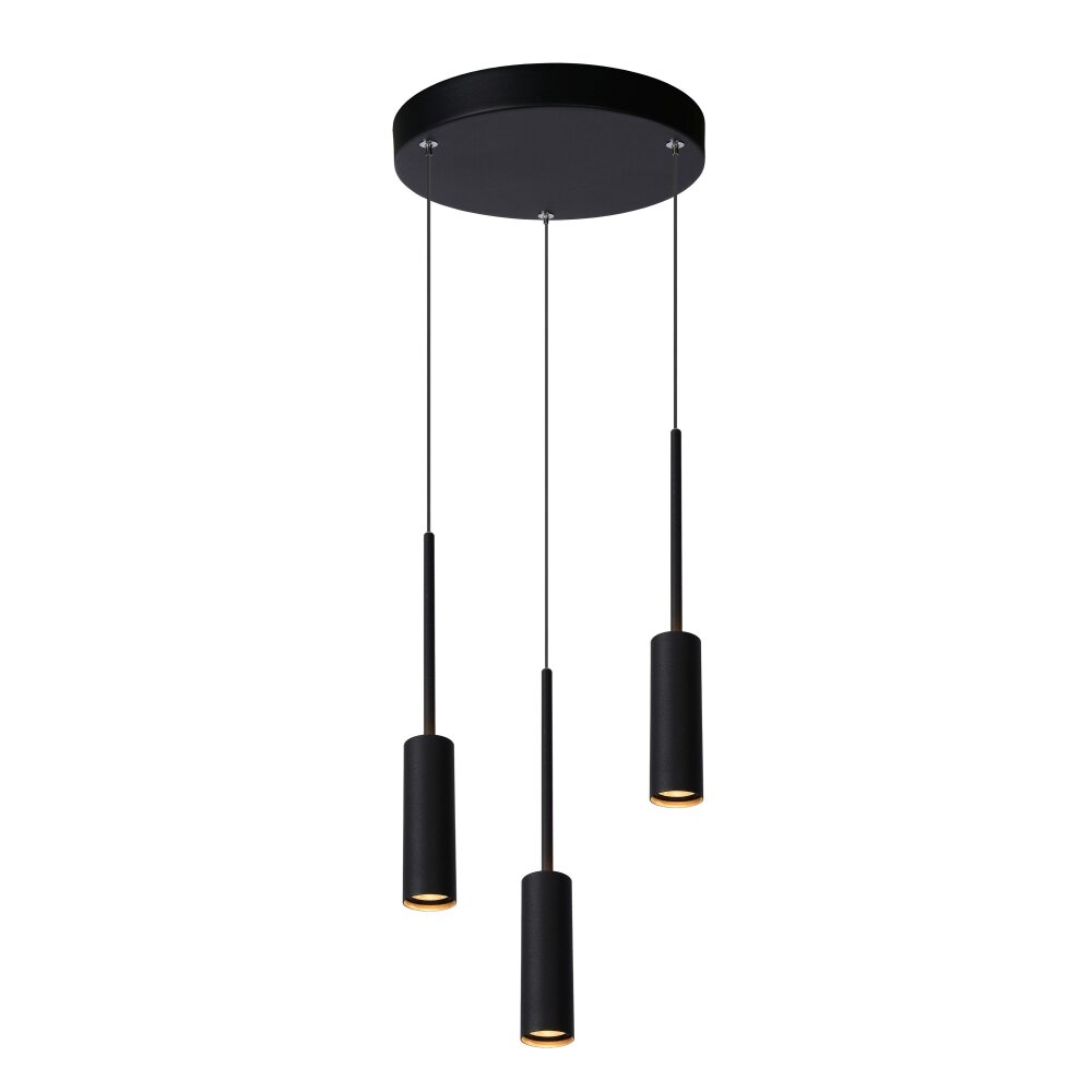 Suspension Lucide TUBULE LED Noir, 3 lumières main product photo