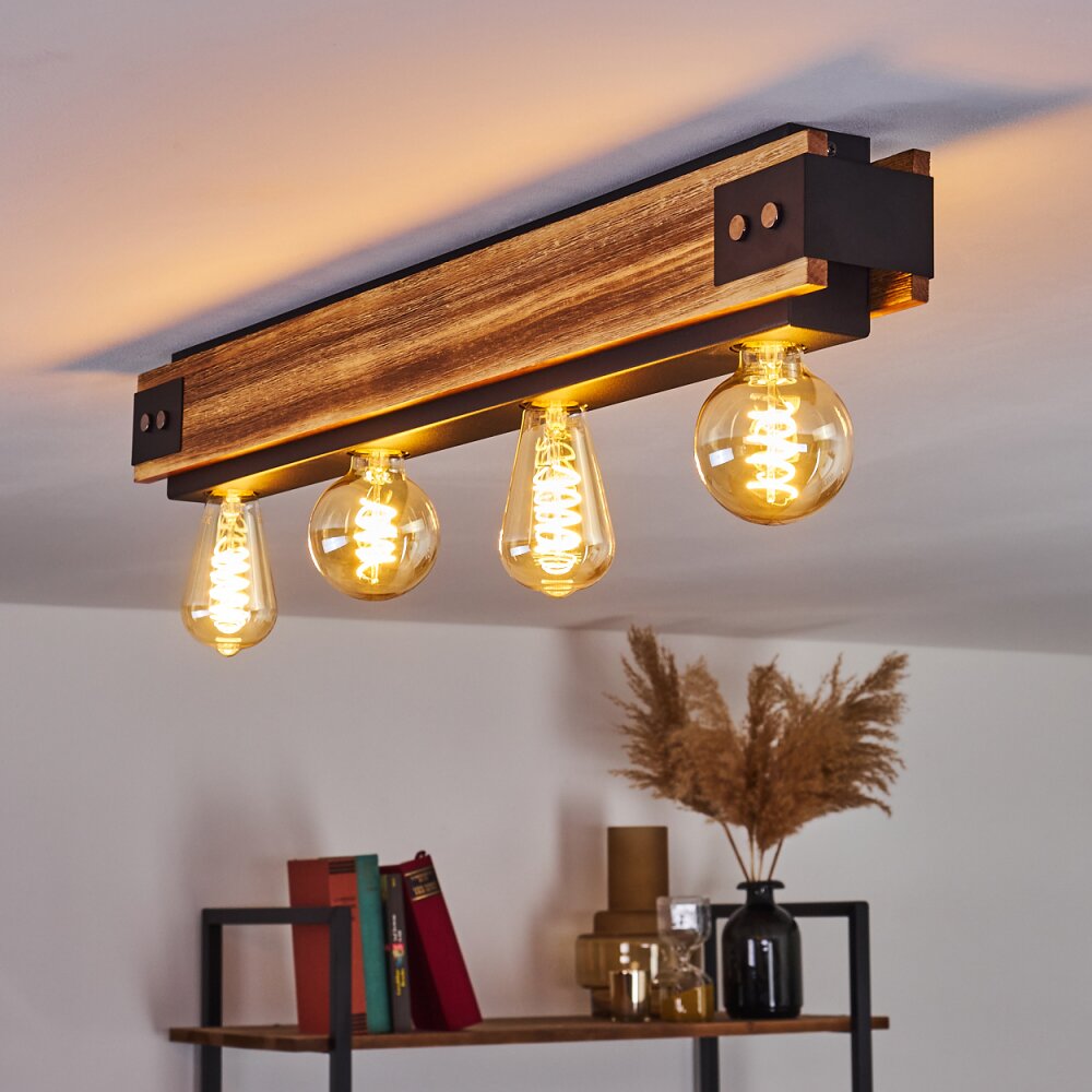 Plafonnier Yuma Bois foncé, Noir, 4 lumières main product photo