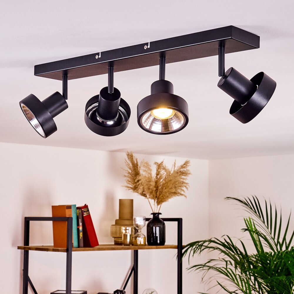 Plafonnier Chagres Noir, Argenté, 4 lumières main product photo