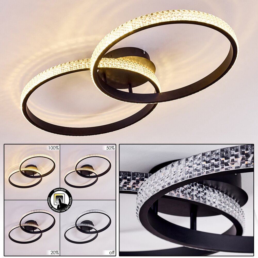 Plafonnier Melosa LED Noir, Blanc, 1 lumière main product photo