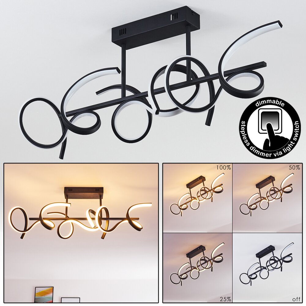 Plafonnier Gora LED Noir, 3 lumières main product photo