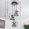 Suspension Hora Bois foncé, Noir, 3 lumières
