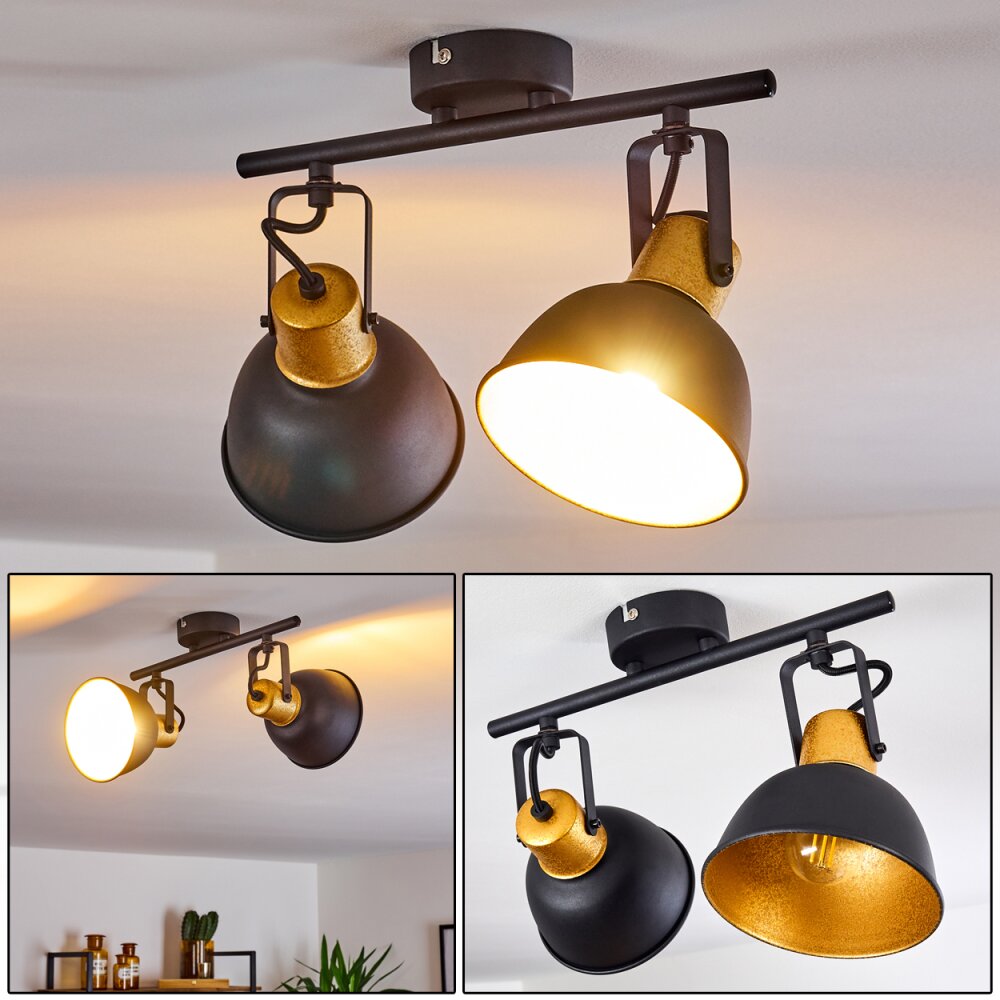 Plafonnier Blackburn Noir doré, 2 lumières main product photo