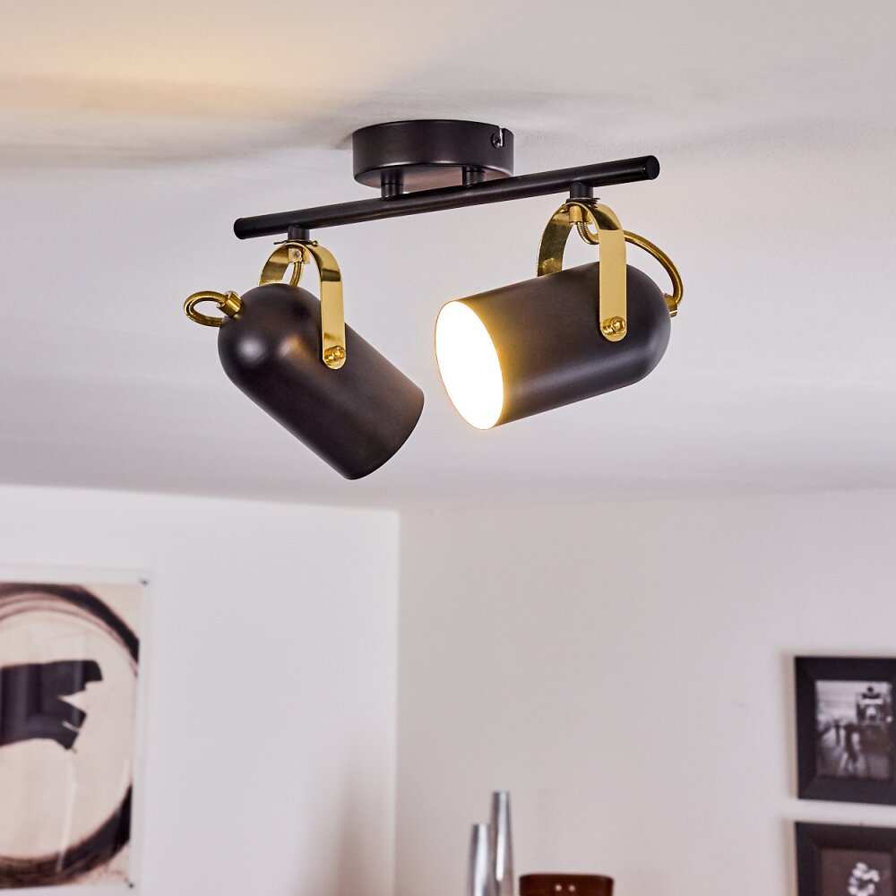 Plafonnier Rialey Laiton, Noir, 2 lumières main product photo