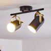 Plafonnier Rialey Laiton, Noir, 2 lumières