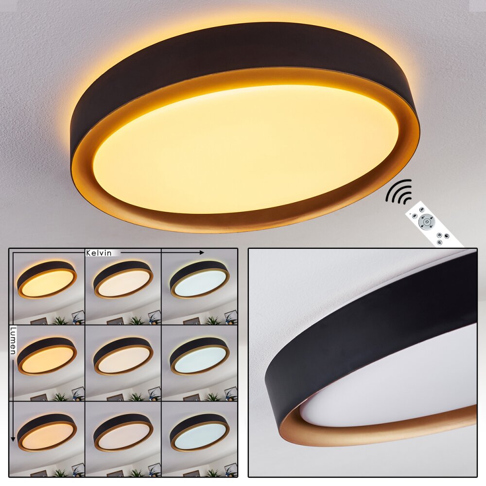 Plafonnier Beade LED Or, Noir, 1 lumière, Télécommandes main product photo