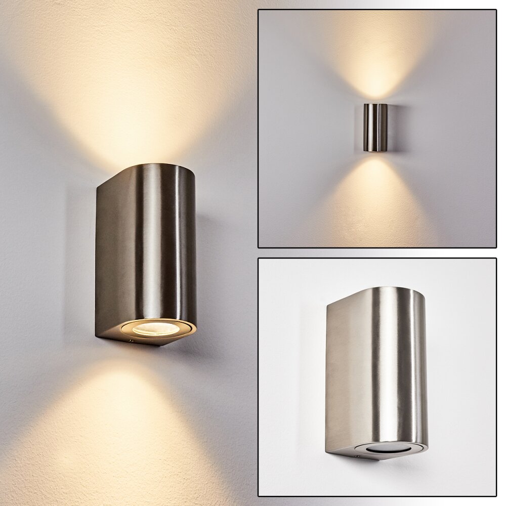 Applique murale d'extérieur Boda Nickel mat, 2 lumières main product photo