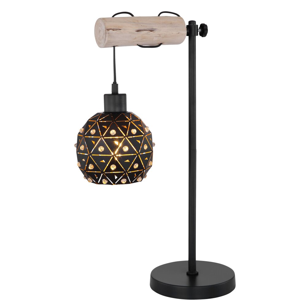 Lampe de table Globo JODIE Bois clair, Noir, 1 lumière main product photo
