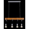 Suspension Globo LUDI Gris, Bois foncé, 4 lumières