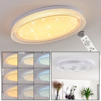 Plafonnier Feletto LED Blanc, 1 lumière, Télécommandes