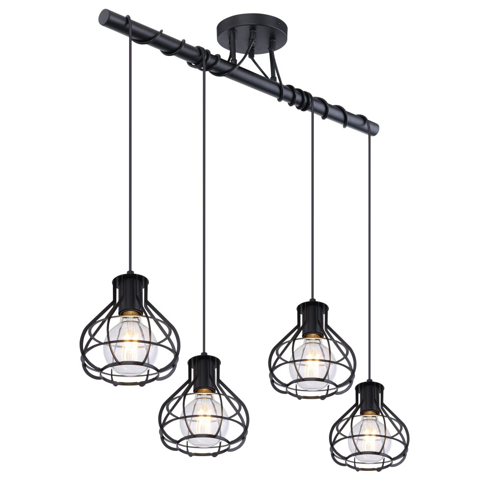 Plafonnier Globo CLASTRA Noir, 4 lumières main product photo