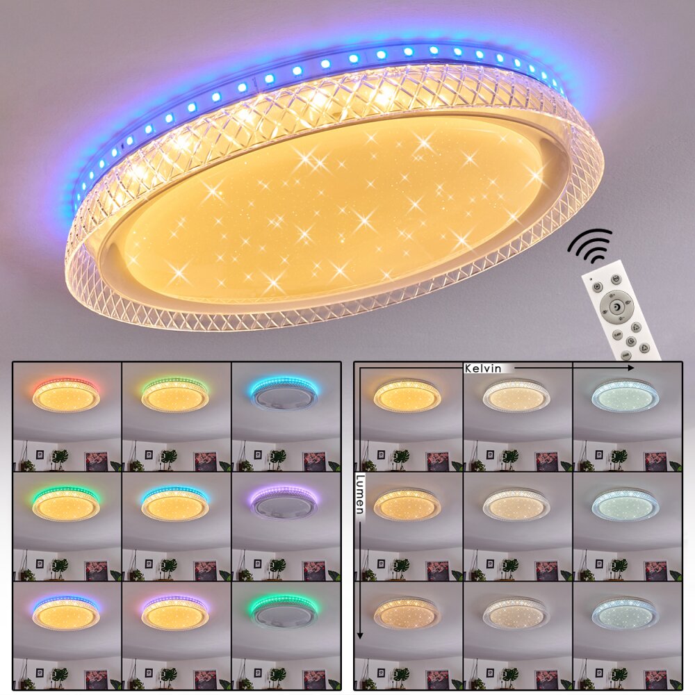 Plafonnier Fondaco LED Blanc, 1 lumière, Télécommandes, Changeur de couleurs main product photo