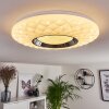 Plafonnier Roseto LED Chrome, Transparent, Blanc, 1 lumière, Télécommandes