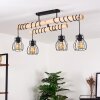 Plafonnier Gondo Bois foncé, Noir, 4 lumières
