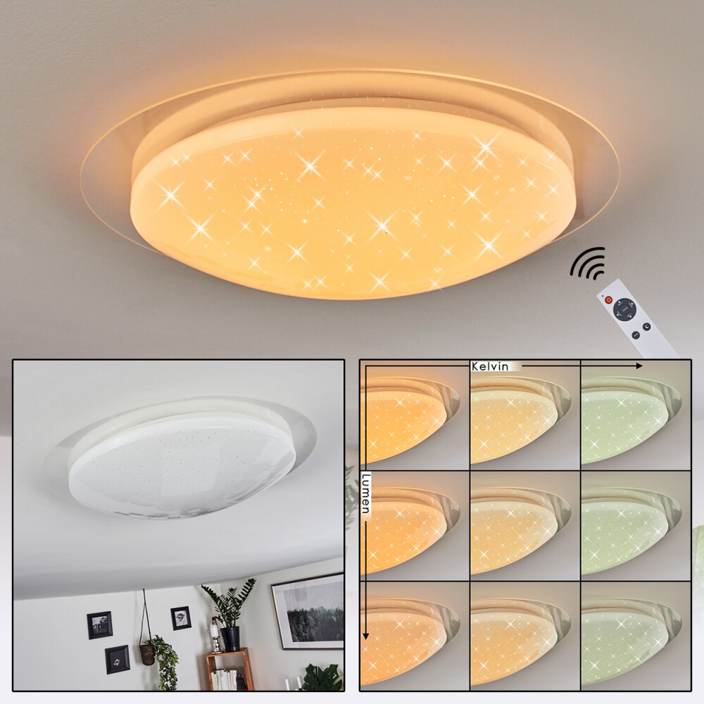 Plafonnier Rosenga LED Blanc, 1 lumière, Télécommandes main product photo