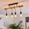 Plafonnier Yaak Bois clair, Noir, 4 lumières