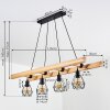 Suspension Yaak Bois foncé, Noir, 4 lumières