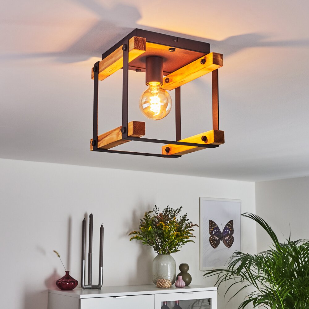 Plafonnier Maladera Bois clair, Rouille, Noir, 1 lumière main product photo