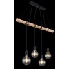 Suspension Globo AUSTON Bois clair, Noir, 4 lumières