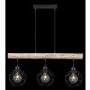 Suspension Globo THEODOR Bois clair, Noir, 3 lumières