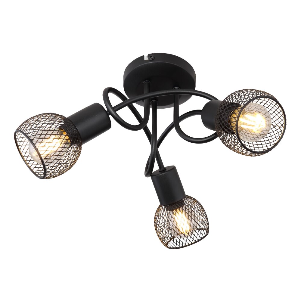 Plafonnier Globo FIASTRA Noir, 3 lumières main product photo