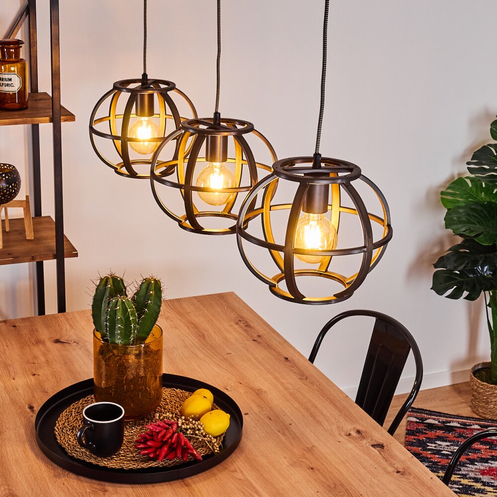 Suspension Plan Noir, 3 lumières main product photo