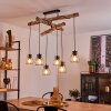 Suspension Gondo Bois clair, Noir, 6 lumières
