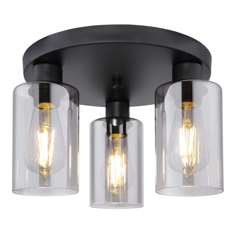 Plafonnier Globo HADERA Noir, 3 lumières main product photo