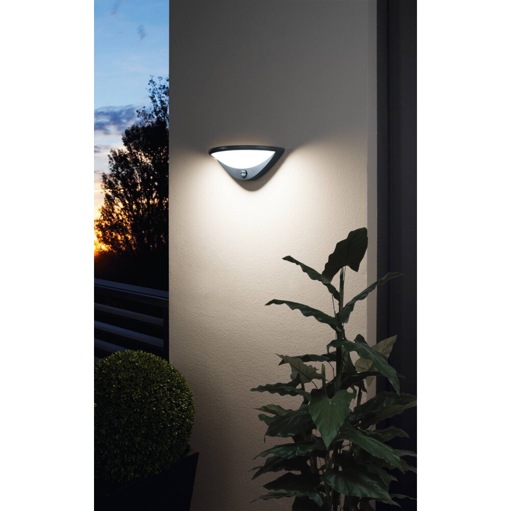 Applique murale Eglo BELCREDA LED Anthracite, 1 lumière, Détecteur de mouvement main product photo