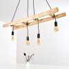 Suspension Palmetto Bois clair, Noir, 4 lumières