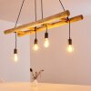 Suspension Palmetto Bois clair, Noir, 4 lumières