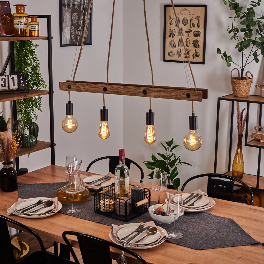 Suspension Aarhus Bois foncé, Noir, 4 lumières main product photo