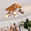 Plafonnier Zuoz Bois clair, 4 lumières