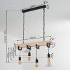 Suspension Hautahi Bois clair, Noir, 4 lumières