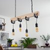 Suspension Hautahi Bois clair, Noir, 4 lumières