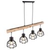 Suspension Globo CLASTRA Bois foncé, Noir, 4 lumières