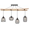 Suspension Globo LIONI Bois clair, Noir, 4 lumières