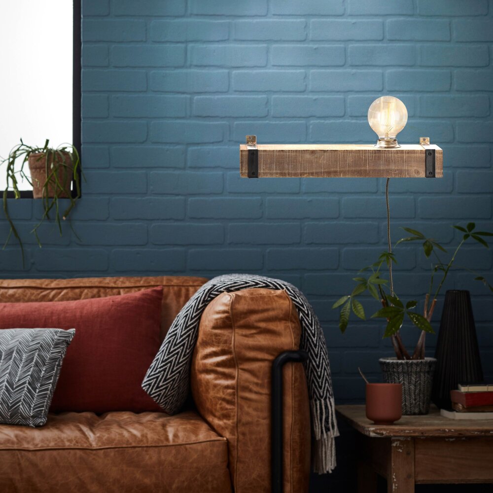Applique murale Brilliant Woodhill Bois foncé, Noir, 1 lumière main product photo