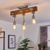 Suspension Hautahi Bois foncé, Noir, Argenté, 3 lumières