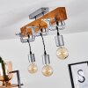 Suspension Hautahi Bois foncé, Noir, Argenté, 3 lumières